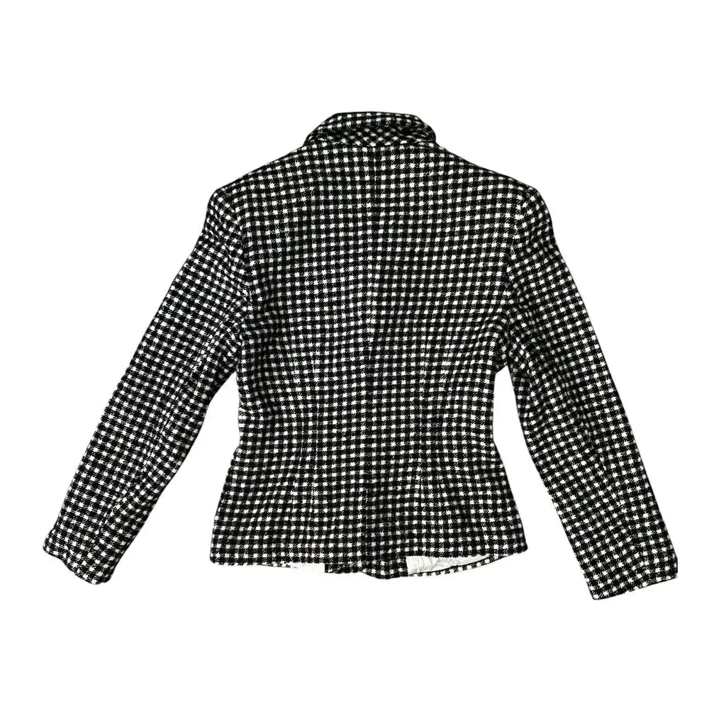United Colors of Benetton Wool Blazer IT 38 / US 2 Black White Checkered Plaid